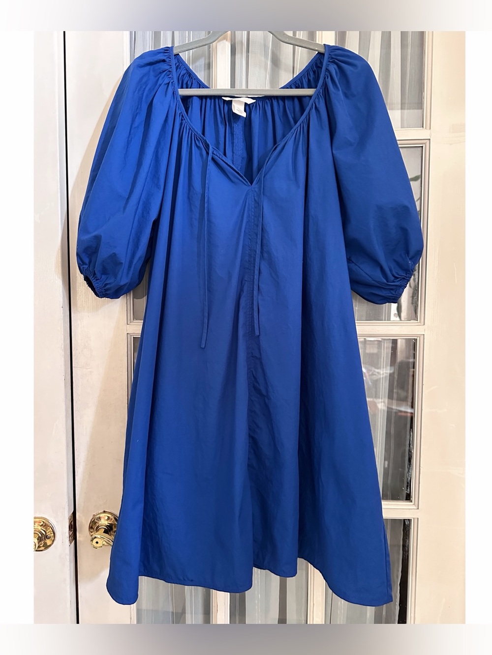 H&M Royal Blue Dress with Puff Sleeves